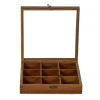 Wooden Spice Box Set for Kitchen with Spoon in Wood (9 Partitions, Non Detachable) - Masala Dabba Spice Rack Spice Holders