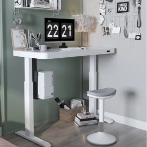 Work from Home Office Glass Dual Motor Lifting Electric Adjustable Height Computer Sit Standing Desk