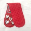 X&quot;mas heart  design digital Printed Double Oven Glove  overn mitts kitchen glove