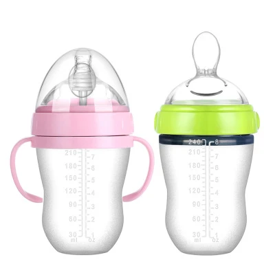 YDS BPA Free 100% Food Grade manufacturers 5-8oz smart hands free baby silicone milk feeding baby bottle