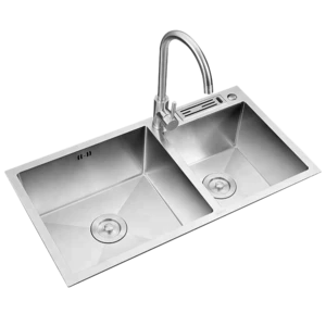 YIDA Wholesale Italian double bowl 304 stainless steel hand made kitchen sink for mansion villa project