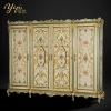 Yips LD-1203-0151 French Rose Series Handpainted Rose Pattern Bedroom Set Furniture Classical 4-Door Wardrobe