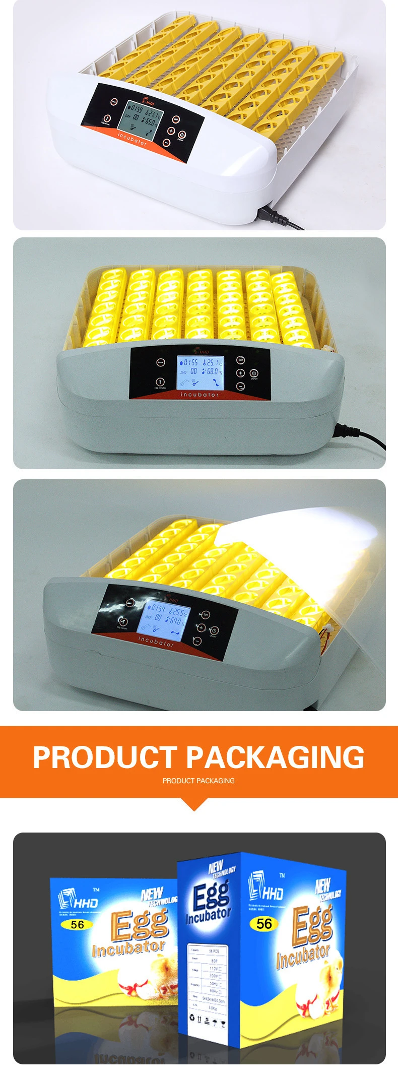 YZ-56S Automatic led egg candler Egg Incubator Solar Chicken 56 Eggs Incubator