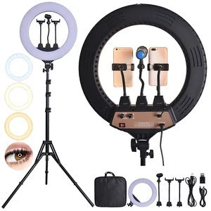 ZB-R18 LED Ring Light 18 inch Photographic Lighting 3200-5600K 80W for Makeup Camera Phone Video and live stream tiktok