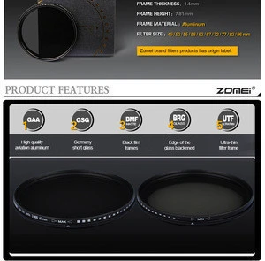 ZOMEI Slim MC Adjustable Neutral Density ND2-400 Filter for Camera Lens 49/52/55/58/62/67/72/77/82mm