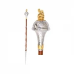 Drum Major Mace made of Malaca Cane Stick surmounted Lion Crown Embossed