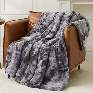 China Factory ETL Certification Luxury Faux Fur Sherpa Oversize Blankets Electric Heated Blanket