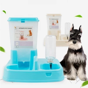 Amazon hot selling automatic pet feeder set water dispenser dog cat bowl pet feeder