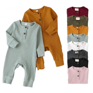 Toddler Baby Clothes Baby Ribbed cotton Onesies Long Sleeve Newborn Baby Girl Rompers
