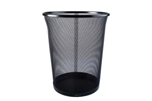 Room Trash Can Partner Metal Mesh Waste Bin Round Large Black