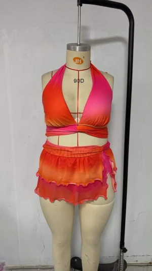 Plus size 3-piece ombre swimsuit set
