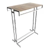 Modern Metal-Legged Wooden Top Store Display Table | T-Type Retail Presentation Stand | Durable Showroom & Boutique Centerpiece