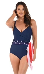 Miss Americana Over the Shoulder Wrap One Piece Swimwear