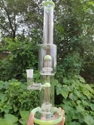 13.7 inch 18.8 mm joint glass bong with double  Showerhead Water Pipe