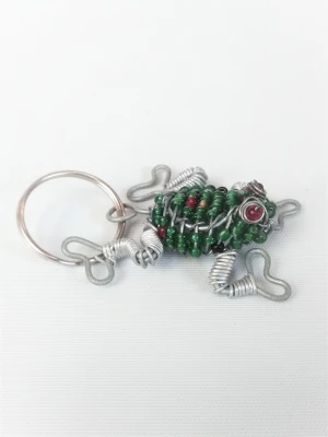 Wire Beaded Frog Key ring