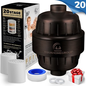 AquaHomeGroup 20 Stage Shower Filter with Vitamin C for Hard Water (Oil Rubbed Bronze)