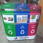 Stainless Steel 3-in-1 Dustbin – Triple Compartments