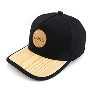 Wood wide brim hat 5 panel sports 100% cotton men women adjustable wood veneer hats