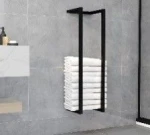 vidaXL Towel Rack Black Iron 37.4 in tall Towel Rack Rectangular