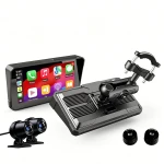 6" 2K+1080P Wireless Carplay/Android Auto Motorcycle Waterproof GPS Navigation with Cameras DVR TPMS