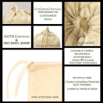 100% Organic Cotton, Biodegradable and Reusable Premium Quality Muslin Double Drawstring Bags