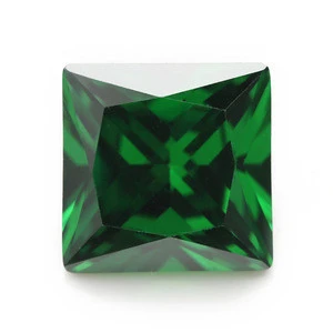 100pcs/pack 3x3mm~10x10mm Green Square Shape Loose Zirconia Gemstone