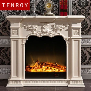 1.0m ivory white with silver foil carved electric fireplace
