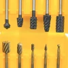 10Pcs 6mm Round Shank Rotary Rasp Set Wood Working Grinding Drill Bits Rotary File Cutter