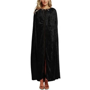 1100Pcs in Stock Women Costume Full Length Crushed Velvet Halloween Cosplay Cloak Hooded Cape
