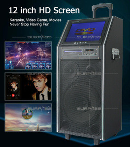 Buy 12 Inch Trolley Dj Sound Box Speaker Bluetooth Speaker With Lcd ...