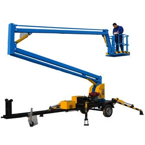 12M 200kg Towable boom lift for sale trailer mounted boom lift truck used for cherry picker