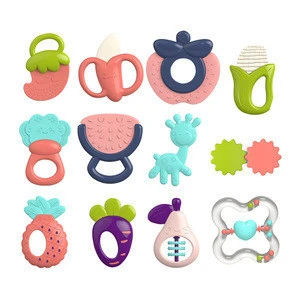 12pcs baby grab shaker and spin teether rattle early educational toys with bottle gifts set for newborn infant baby