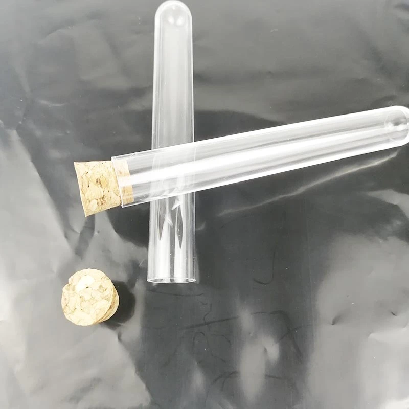 12x100mm Clear Plastic Test Tube With Cork Stopper Food Grade Cork Approved