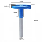 1/4In Shank T-Slot Router Bit Carbide T-Track Slotting Wood Milling Cutter