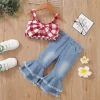 2 pcs Boutique suspenders cotton baby girls clothing sets toddler