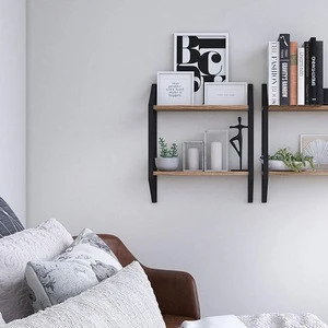2-Tier Wood  Floating Shelf for Bathroom Organization and Storage, Laundry Room and Kitchen Wall Shelves