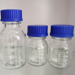 200ml reagent glass bottle with level markChemical Resistance Laboratory glassware round bottom with blue cap