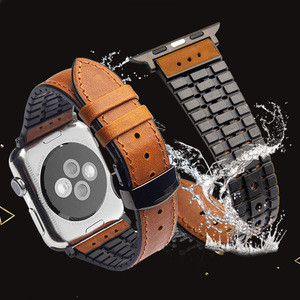 2018 QIALINO New 38/42mm genuine leather watch band for apple watch band sport with first layer cowhide