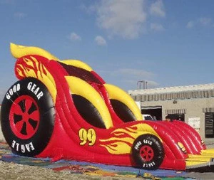 2019 Car racing inflatable double lane slip slide,inflatable slide car,cars inflatable water slide for sale