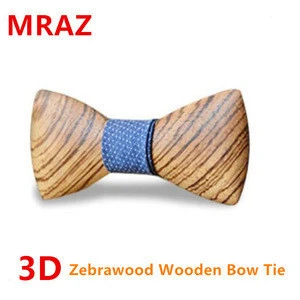 2019 MBT217 wholesale handmade custom logo self tie zebrawood wooden bow tie men