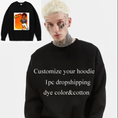 2020 Mens Hoodies 100% Cotton Neckcrew Sweatshirt Custom Print