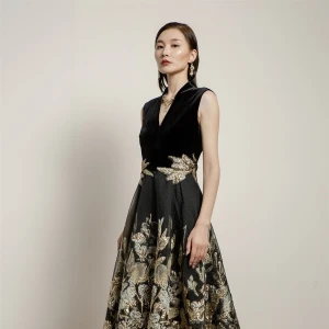 2020 new banquet evening dress female noble and elegant dress skirt retro thin autumn and winter dress