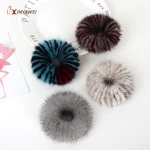 2020 New Design Women Girls mink fur hair accessories Elastic Band hair rope tie with hairband