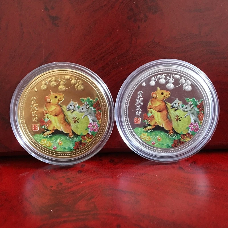 2020 Year of The Rat Commemorative Coin Chinese Zodiac Souvenir Coin Silver Plated Coins plated