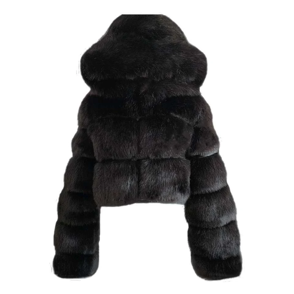 2021 hot style women fur coat faux fox fur jacket red short hooded fur coat