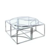 2021 living room fancy  industrial  coffee table with stainless steel mental  modern glass
