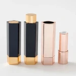 2023 New Design 3.5g Pentagonal Luxury Rose Gold Custom Color Painting Empty Lipstick Tube Container Unique Shape Packaging