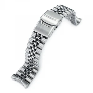 22mm Super J Louis 3D Jubilee Brushed 316L Solid Stainless Steel Oyster Diver Watch Strap Curved End SKX 007 Watch Band