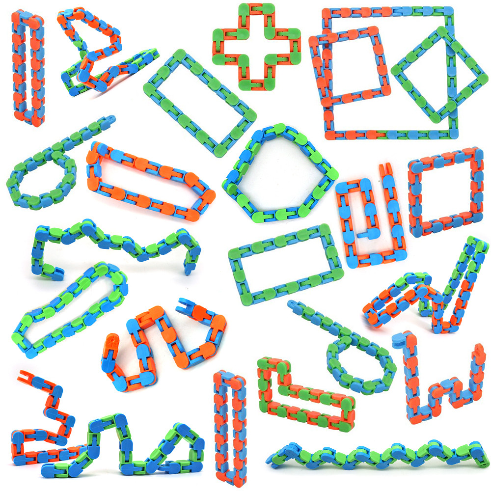 12 Chaînes Wacky Tracks 24 Maillons – Jouet Sensoriel à Clipser – Anti-Stress Et Puzzle – Couleurs Aléatoires