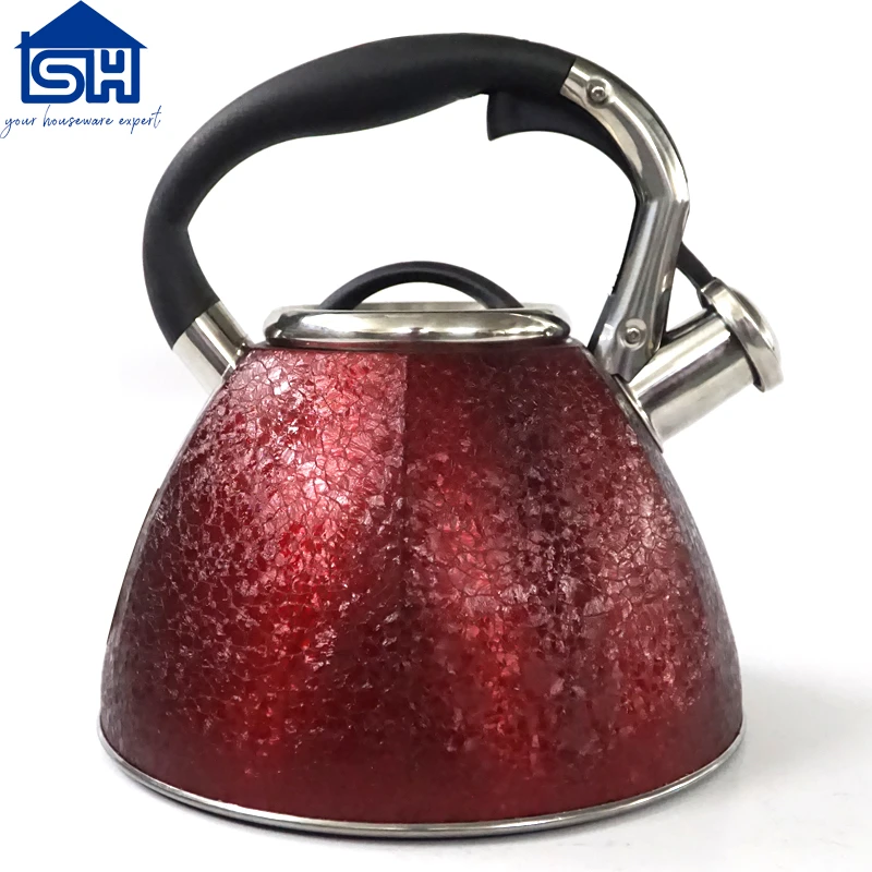 2.5L Stainless Steel Whistling Kettle Red Painting Tea Kettle Water Kettle